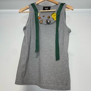 D&G Gray Tank Top with Statement Pieces